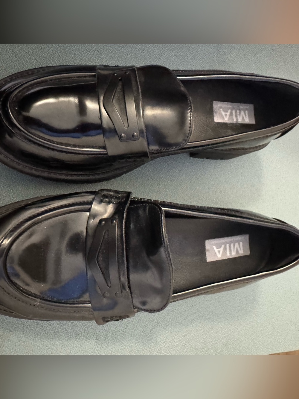 MIA Black Patent Leather Penny Loafers